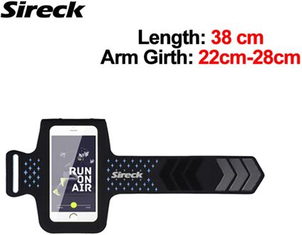 Sireck Running Bag Waterdichte Touchscreen Sport Telefoon Tas Voor 5.0 Inch Gym Jogging Arm Band Belt Pouch Run Fitness Accessoires kort blauw