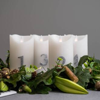 Sirius LED kaars Sara Advent 4st hoogte 12,5cm wit/zilver wit, zilver