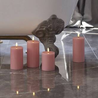 Sirius LED-kaars Sille, roze, hoogte 13 cm, was, werkt op batterijen lichtroze