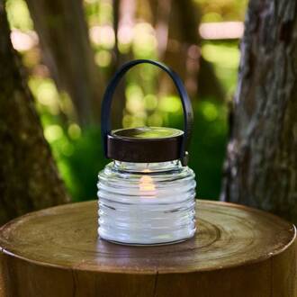 Sirius LED lamp op zonne-energie Aston Jar, hoogte 12 cm, zwart/bruin, IP44 zwart, bruin, helder