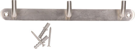 Siro Kapstok - 3 ophanghaken - RVS - zilver - 3 x 22 cm - ruimtebesparend - wandkapstok
