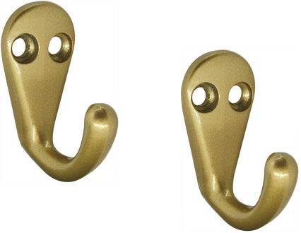 SIRO Kapstokhaak - 2x - goudkleurig - aluminium - 3,3 x 4,1 cm - metaal