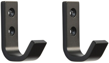 SIRO Kapstokhaak - 2x - zwart - aluminium - 5,4 x 3,7 cm - haakje