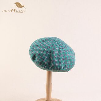 SISHION vintage Retro plaid baretten hoed vrouwelijke Herfst Koreaanse warm winter hoeden baret SP0554 groen