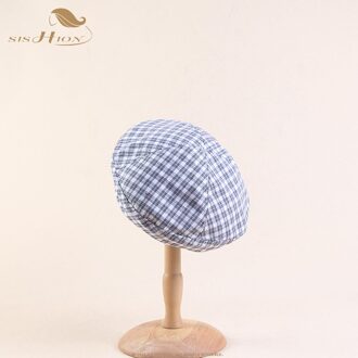 SISHION vintage Retro plaid baretten hoed vrouwelijke Herfst Koreaanse warm winter hoeden baret SP0554 wit