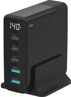 Sitecom 140 W GaN Power Delivery desktop oplader met led-scherm Oplader