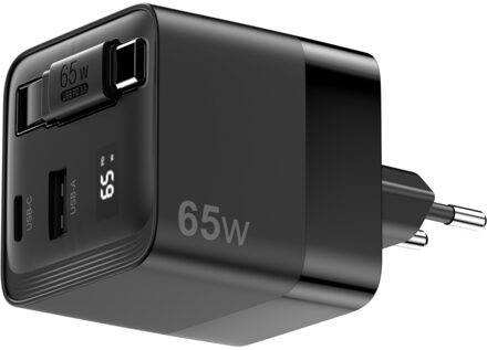 Sitecom 65W GaN Power Delivery Wall Charger with retractable cable Oplader