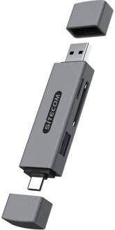 Sitecom USB-A + USB-C Stick Card Reader with USB Port Kaartlezer