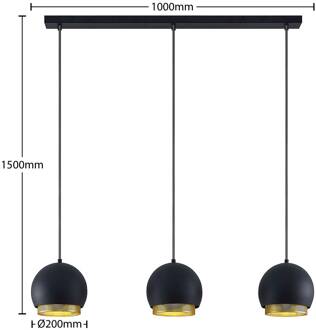 Sivanel hanglamp, 3-lamps zwart, goud