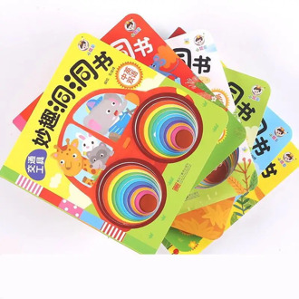 Six Chinese Language Picture Hole Cardboard Books Learning English Words Baby Enlightenment Early Education Flip Book Age 2-8
