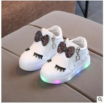 Size 21-36 Children Glowing Sneakers Kid Princess Bow for Girls LED Shoes Cute Baby Sneakers with Light Shoes Krasovki Luminous