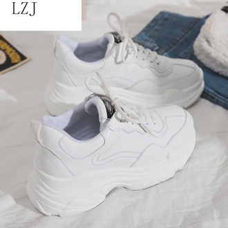 Size 35-40 2019 New Casual Women's Sneakers Lace Up Platform Shoes Woman For Thick Soled Vulcanize Shoes Comfortable Footwear