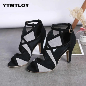 Size 35-42 Hot Sandalia Feminina Summer Gladiator High Heels Peep Toe Sandals Casual Shoes Woman Waterproof Platform Sexy 9
