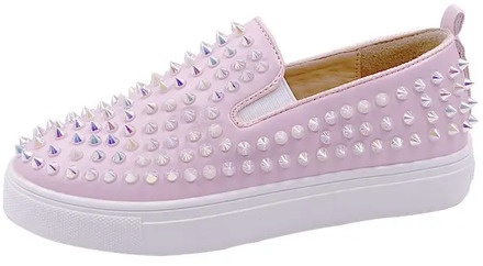Size 35-44 Fashion rivet shoes women vulcanized shoes non-slip ladies breathable luxury design casual flat shoes pink sneakers