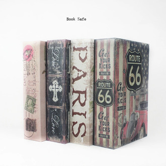 Size S Mini Password Lock Safety Box Money Storage box Hidden Secret Safe Steel Simulation Classic Book Key Safe Box Piggy Bank