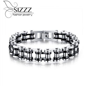 Sizzz 21.5 Cm Lang 13 Mm Breed Sieraden Direct Roestvrij Staal Motorfiets Ketting Armband En Armbanden Voor Mannen zilvere kleur