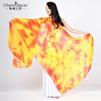 SJ006 Prestaties Buikdans Zijden Sluier oranje Tie-dyed