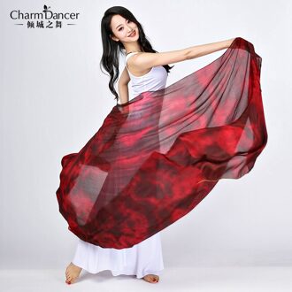 SJ006 Prestaties Buikdans Zijden Sluier rood Tie-dyed