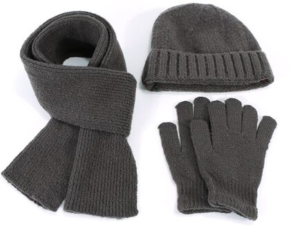 Sjaal Beanie Hoed Handschoenen Set Drie Stuk Winter Outdooor Warme Sjaal Muts Set Mannen Unisex Mode Gebreide mutsen Set