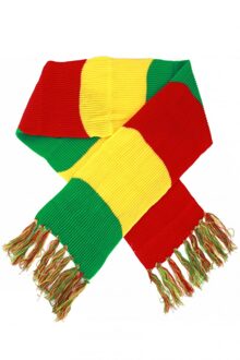 Sjaal gebreid rood/geel/groen 160 x 18 cm Multikleur - Print