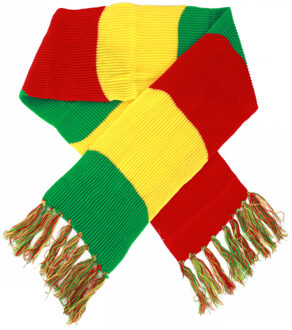 Sjaal gebreid rood/geel/groen