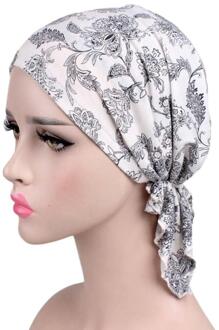 Sjaal Kanker Hoed Tulband Moslim Vrouwen Mutsen Bloemenprint Beanie Hoeden Motorkap Chimio Coton Hoeden Vrouwelijke # # F