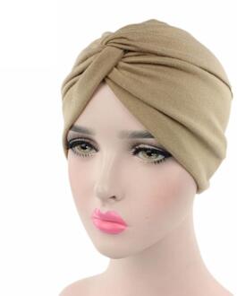 Sjaal Kanker Hoed Vrouwen Mutsen Tulband Moslim Hoofddoek Moslim Hoofd Bekledingen Bonnet Chimio Coton Vrouwelijke Hoeden #810 khaki