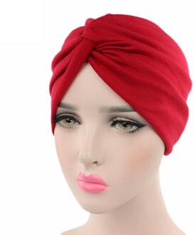 Sjaal Kanker Hoed Vrouwen Mutsen Tulband Moslim Hoofddoek Moslim Hoofd Bekledingen Bonnet Chimio Coton Vrouwelijke Hoeden #810 rood