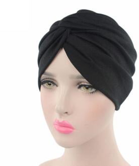 Sjaal Kanker Hoed Vrouwen Mutsen Tulband Moslim Hoofddoek Moslim Hoofd Bekledingen Bonnet Chimio Coton Vrouwelijke Hoeden #810 zwart