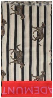 Sjaal met strepen en panterprint Rota  zwart - One Size,