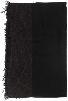 Sjaal met Vierkant Patroon van Wolmix Faliero Sarti , Black , Dames - ONE Size