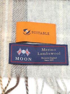 Sjaal Ruit Merino Wol Beige Grijs