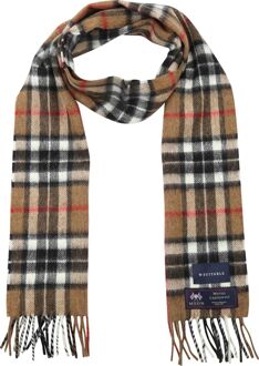 Sjaal Ruit Merino Wol Beige - Multicolour