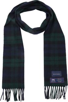 Sjaal Ruit Merino Wol Navy Groen - Donkergroen