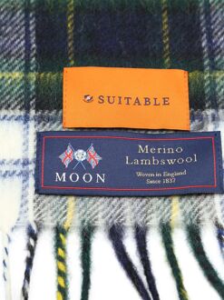 Sjaal Ruit Merino Wol Navy Multicolour - Blauw