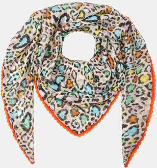 Sjaal st. tropez crochet crêpe beige multicolor leopard Print / Multi - One size