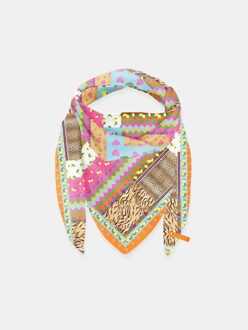 Sjaal st. tropez viscose met tropisch patchwork Oranje - One size