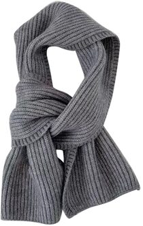 Sjaal Vrouwelijke Winter Effen Kleur Korte Wol Breien Student Herfst En Winter Japanse Zachte Kraag Alle-Match donker grijs