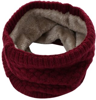 Sjaal Vrouwen Mannen Dikke Warmer Fleece Winter Snood Sjaal Wol Elastische Kinderen Kraag Ring Sjaals # Es wijn rood