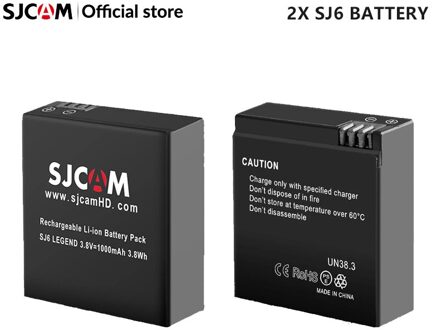 Sjcam 2Pcs SJ6 Batterij 3.8V 1000Mah 3.8Wh Oplaadbare Li-Ion Batterij Voor Sjcam SJ6 Legend Actie Camera