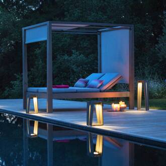 Skaal LED lantaarn op zonne-energie met sensor, 65 cm teak