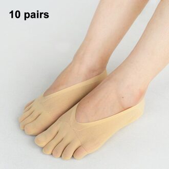Skarpetki Damskie Orthopedische Compressie Sokken Vrouwen Teen Sokken Ultra Low Cut Liner Met Gel Tab Ademend Fre 10stk huidskleur