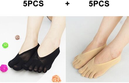 Skarpetki Damskie Orthopedische Compressie Sokken Vrouwen Teen Sokken Ultra Low Cut Liner Met Gel Tab Ademend Fre 5zwart en 5huid