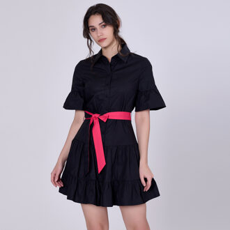 Skater katoenen ruches jurk Zwart - XL