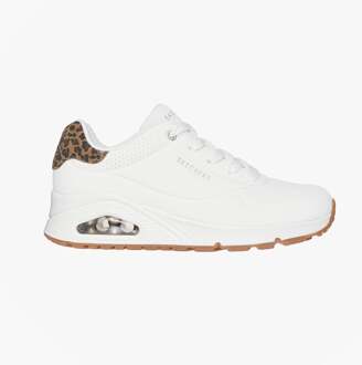 Skechers 177093/whld Uno-jungle Nite Dames Sneakers Wit Durabuck/luipaardprint