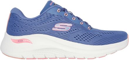 Skechers Arch Fit 2.0 - Big League Textiel Dames Blauw/Roze Trainers - maat EU 36 / UK 3