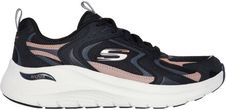 Skechers Arch Fit 2.0 Vintage Luxe Leer Dames Zwart/Roze Goud Sneakers - maat EU 40.5 / UK 7
