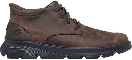 Skechers Arch Fit Garza Ridley Leren Heren Enkellaarzen In Cacaokleur Chocoladebruin