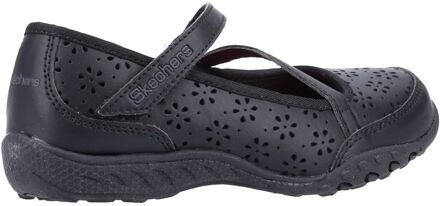 Skechers Breathe Easy Playground Poppies Meisjes Zwart Leren Schoenen