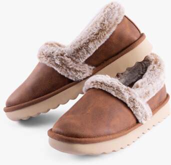 Skechers Cozy Up Polyester Dames Chestnut Slippers Bruin